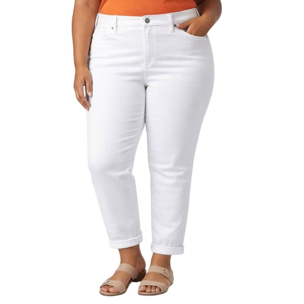 NYDJ Womens Plus Size Sheri Slim Denim Jeans Optic White Lift x Tuck Size 16 NWT